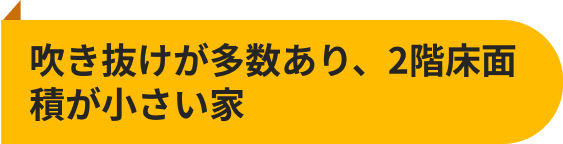 吹き抜けが多数あり、2階床面積が小さい家